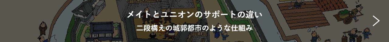 メイトとユニオンのサポートの違い 二段構えの城郭都市のような仕組み