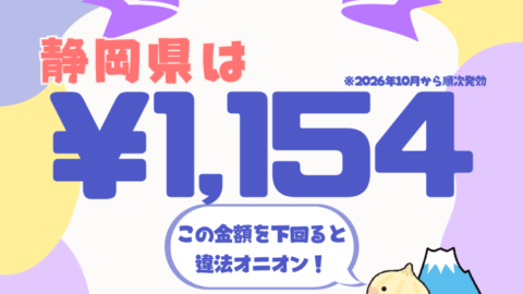 静岡県の最低賃金は？？